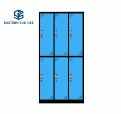 Knock Down 6 Compartment Stuff Locker Cabinet with Shelf, Hanger, Mirror