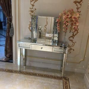 High Quality Luxury Floating Crystal Mirrored Dressing Table Dresser